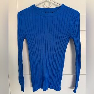 NWT Banana Republic Cerulean Blue Ribbed Washable Merino Wool Sweater - size XS